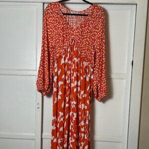 diane von furstenberg Target Ginkgo Cherry Tomato Orange Maxi Tent Dress Floral